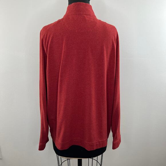 J. McLaughlin Red Long Sleeve Pima Cotton Blend Mock Neck Pullover Top Size XL - Picture 4 of 7